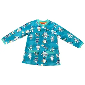 Robots Long Sleeve Dress With Pockets - 1 Left Size 9-10 years