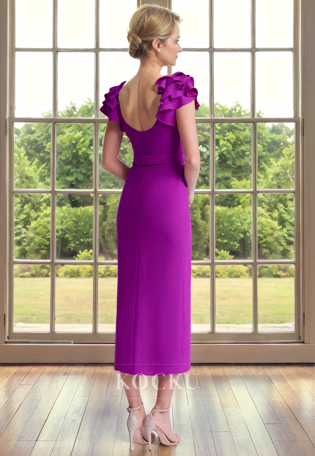 Simple & Casual Short sleeves Sheath Backless Cocktail Mother of the Bride Dress