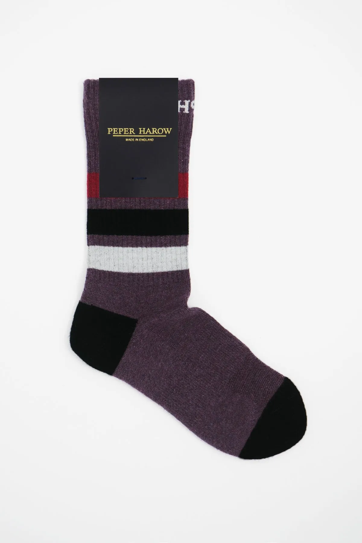 Striped Organic Men's Sport Socks - Mauve