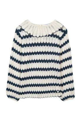 TAR Ivory Navy Knit Striped Top