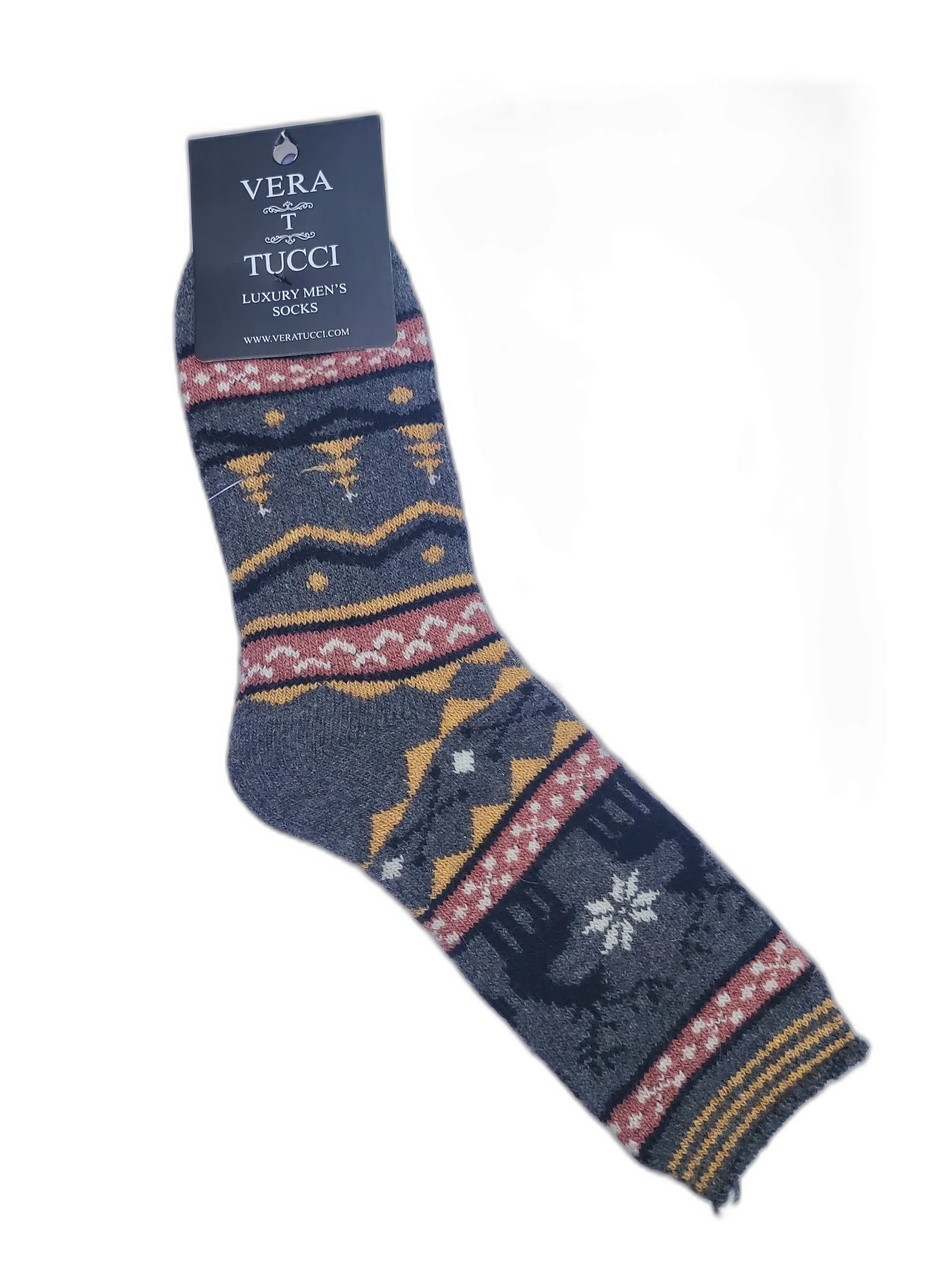 VERA TUCCI NORDIC PATTERN MEN'S THERMAL WINTER SOCKS RMD2305-10-1 NEW FOR AW23!