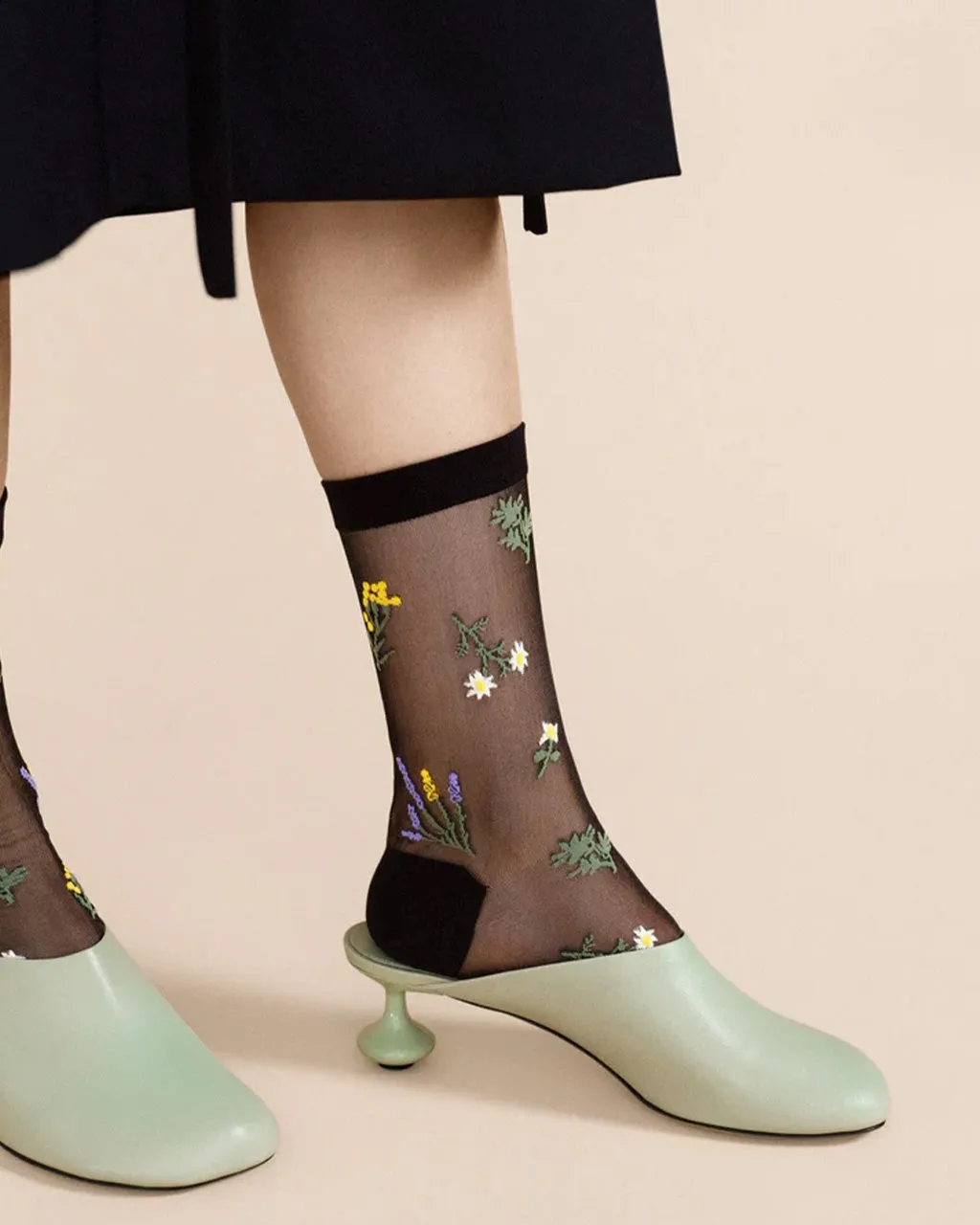 Wildflower Sheer Crew Socks