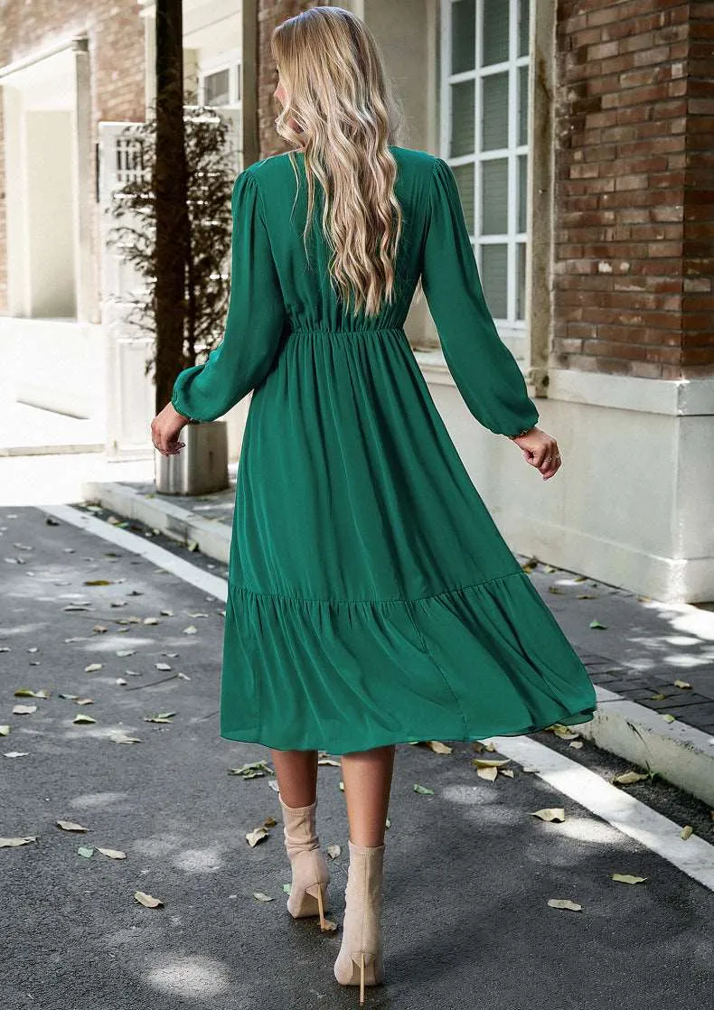 Women's Elegant Long V-neck Dress